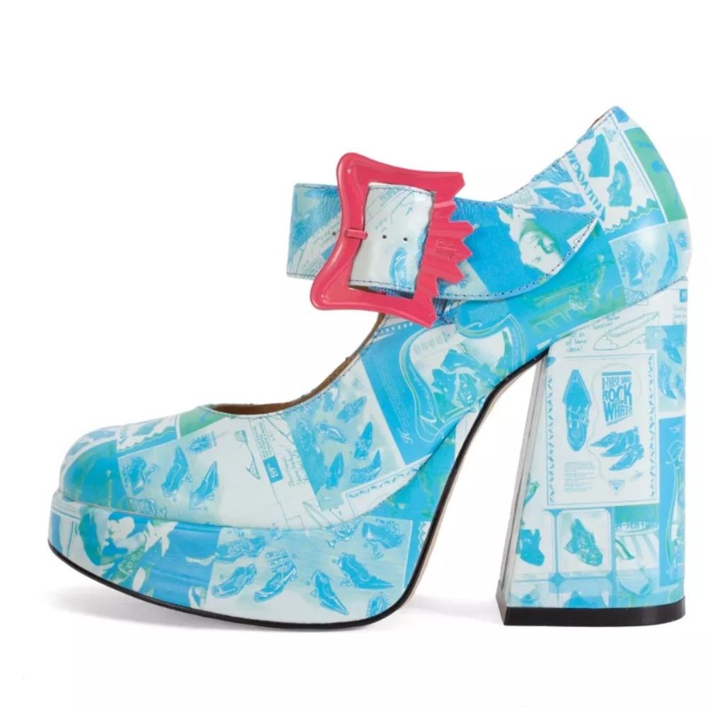 Blue and Pink Platform Mary Jane Heels